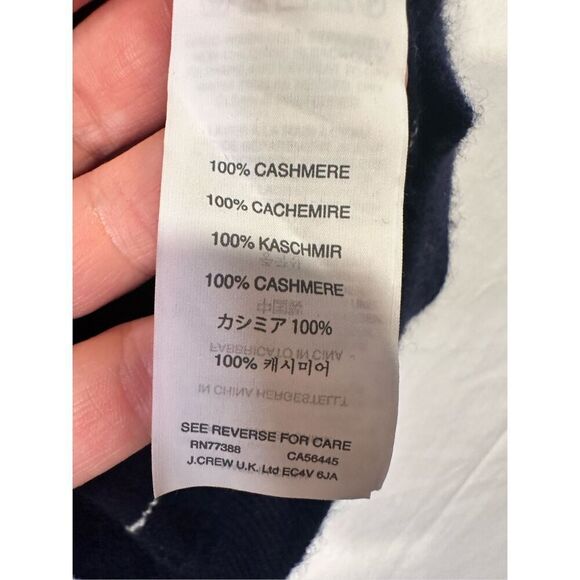 J. Crew navy and white striped crewneck cashmere sweater, size small - Picture 5 of 7